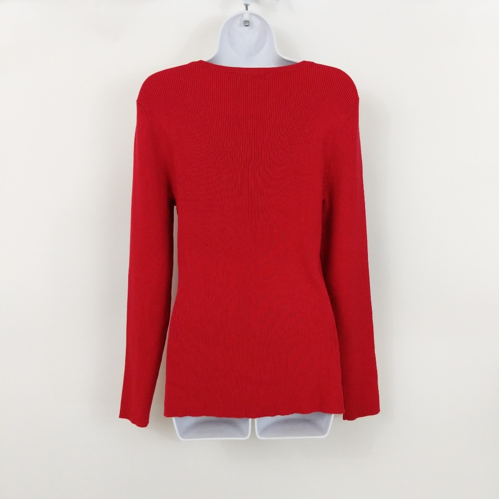 INC Red Ribbed Keyhole Sweater - Picture 2 of 2